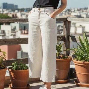 Pilcro Cream Wide-Leg Jeans